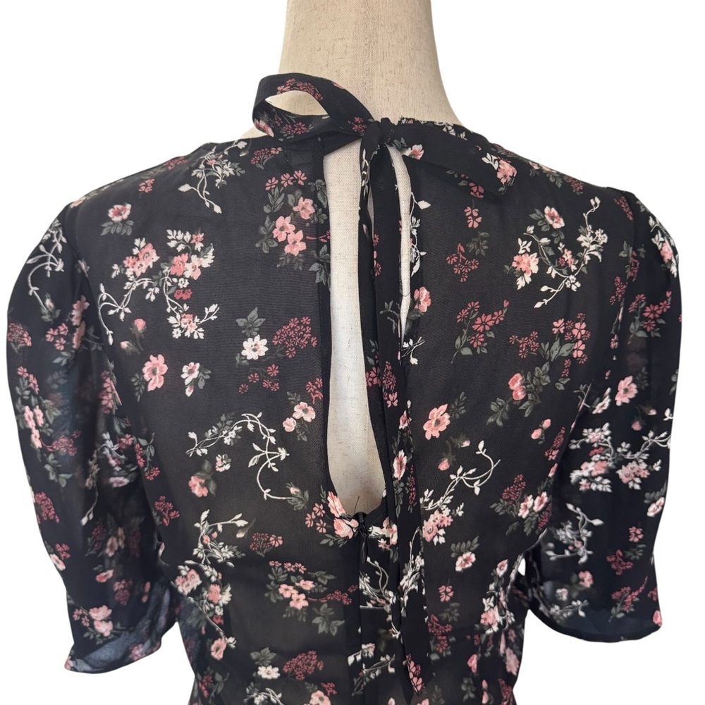 Reformation Bard Mini Dress in Jolene Black Floral Print size 6 - Picture 6 of 11